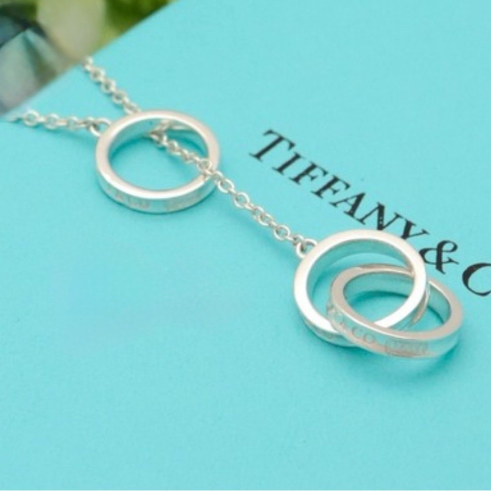 Vintage Tiffany & Co. 1837 Interlocking Circles Lariat Necklace Sterling Silver - Picture 7 of 11